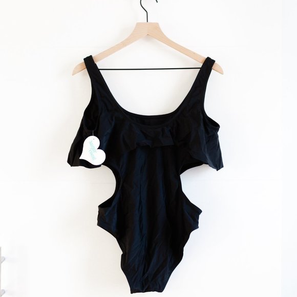 Sugar Coast by lolli swim Black One Piece Swimsuit L AB480 Large NWT - Picture 5 of 8